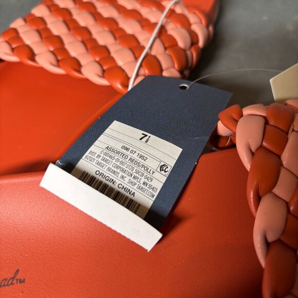 NWT Universal Thread Woven Red & Pink Slide Sandals – Women’s 7.5 - Picture 5 of 7